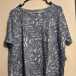 Blue and Light Gray Patterned T-Shirt